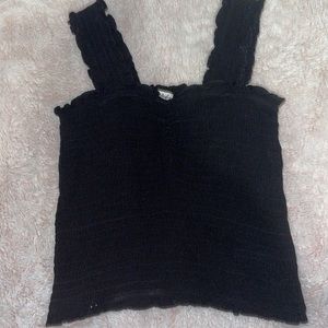 BLACK RIBBED CROPPED TANK SIZE XS